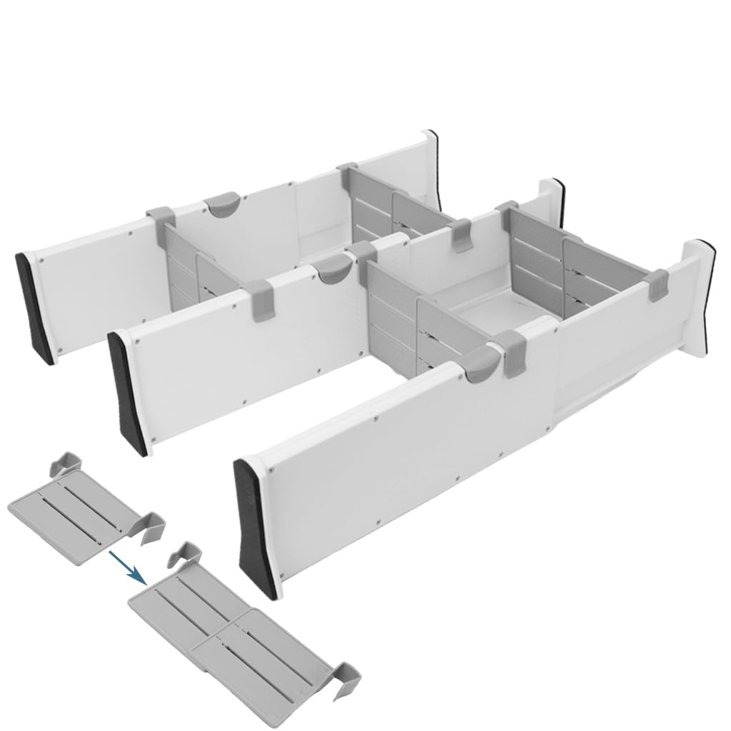 HASTHIP® Drawer Dividers Organizer Set - 3 Adjustable ABS Dividers 11.1