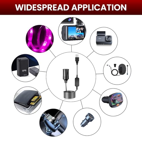 STHIRA® USB to Cigarette Lighter Socket 5V to 12V Converter 1.2 Meter Long Cable Plug and Go Universal for 12W Devices Car Fan Dash Cam 3PCS