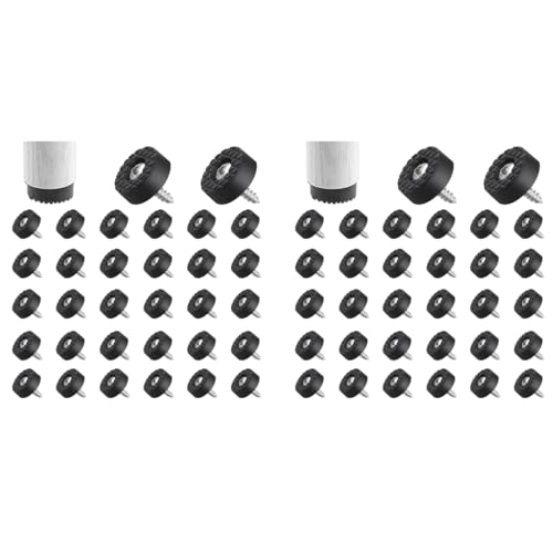 Serplex® 64PCS Table Feet Pads Screw-in Floor Protectors Wooden Furniture Wear-Resistant PVC 2.4cm Dia Anti-Slip Risers for Chair Stool Desk