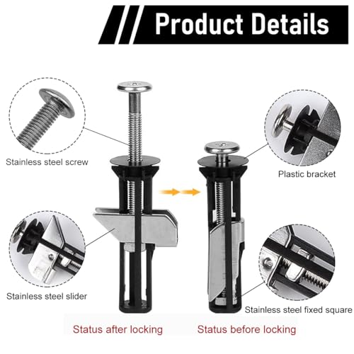 Serplex® Toilet Seat Bolt Kit, Universal Toilet Seat Bolt Screw Kit, Stainless Steel Toilet Seat Screws Replacement Toilet Seat Bolt for Securing The Seat and Hygiene, Pack of 2