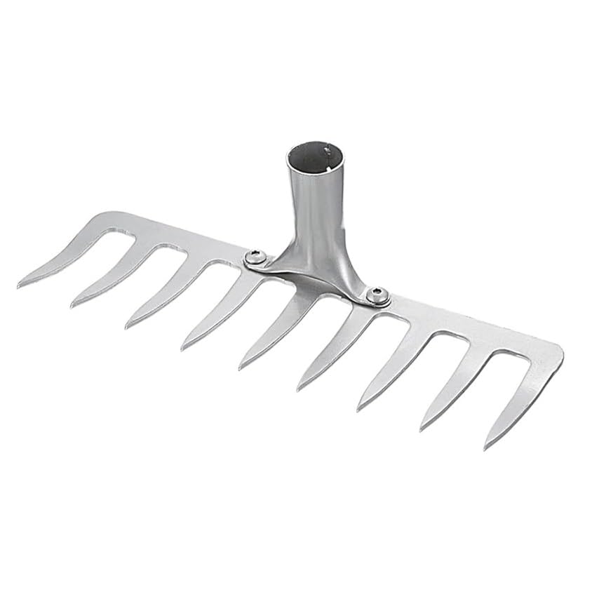 HASTHIP® 17.3 inch Garden Rake Head, 9 Teeth Galvanized Rake Head, Rust-Resistant Steel for Garden, Lawn, and Landscaping Use