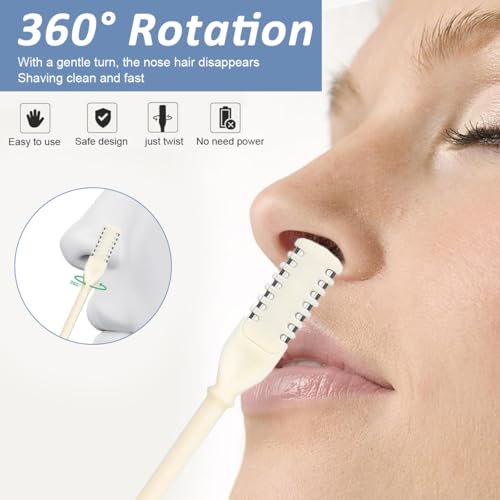 HANNEA® 9PCS Manual Nose Hair Trimmer for Women Portable Man Handheld 360 Degree Rotating Double Head Remover 2 in 1 Cleaner Tool