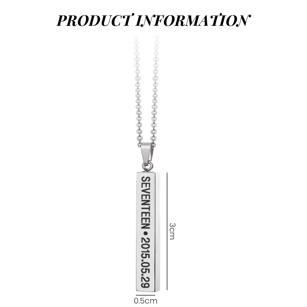 SANNIDHI KPOP Seventeen Necklace for Women Men, Titanium Steel Engraved Seventeen Merch Pendant Necklace Jewelry Gifts for Girls Boys Kpop Fans - Silver
