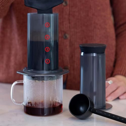 Supvox® Press Coffee Maker 4 Stage Brewing Easy Press Coffee Brewing Pot Heat Resistant Food Grade PP Manual Detachable Design Portable Maker for Travel,Camping,Grey
