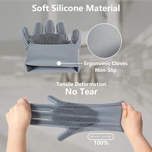 ZIBUYU® Pet Grooming Gloves with Gentle Massaging Bristles for Dog Bathing and Shampoo Application, Effective Hair Removal and Comfortable Pet Care