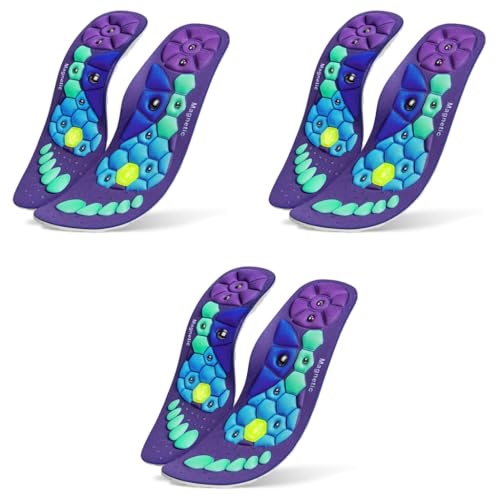 HANNEA® 1 Pair Acupressure Shoe Sole Breathable Magnet Nubs Massager Insoles for Men Women Stimulate Blood Circulation Relieve Tension Tools Kit Large Size EU 44-47 3 PCS