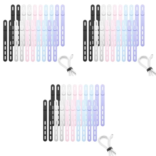Verilux® 60PCS Silicone Cable Ties 5.12 Inches Elastic Multi Color Adjustable Reusable Cord Organizer for USB Power Headphone