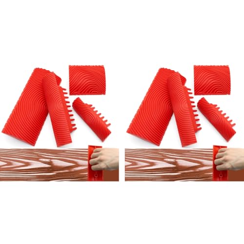 Serplex® 8PCS Wood Grain Roller Tools Multi Sizes Pattern Comb Graining for Woodworking Painting Furniture Finishing