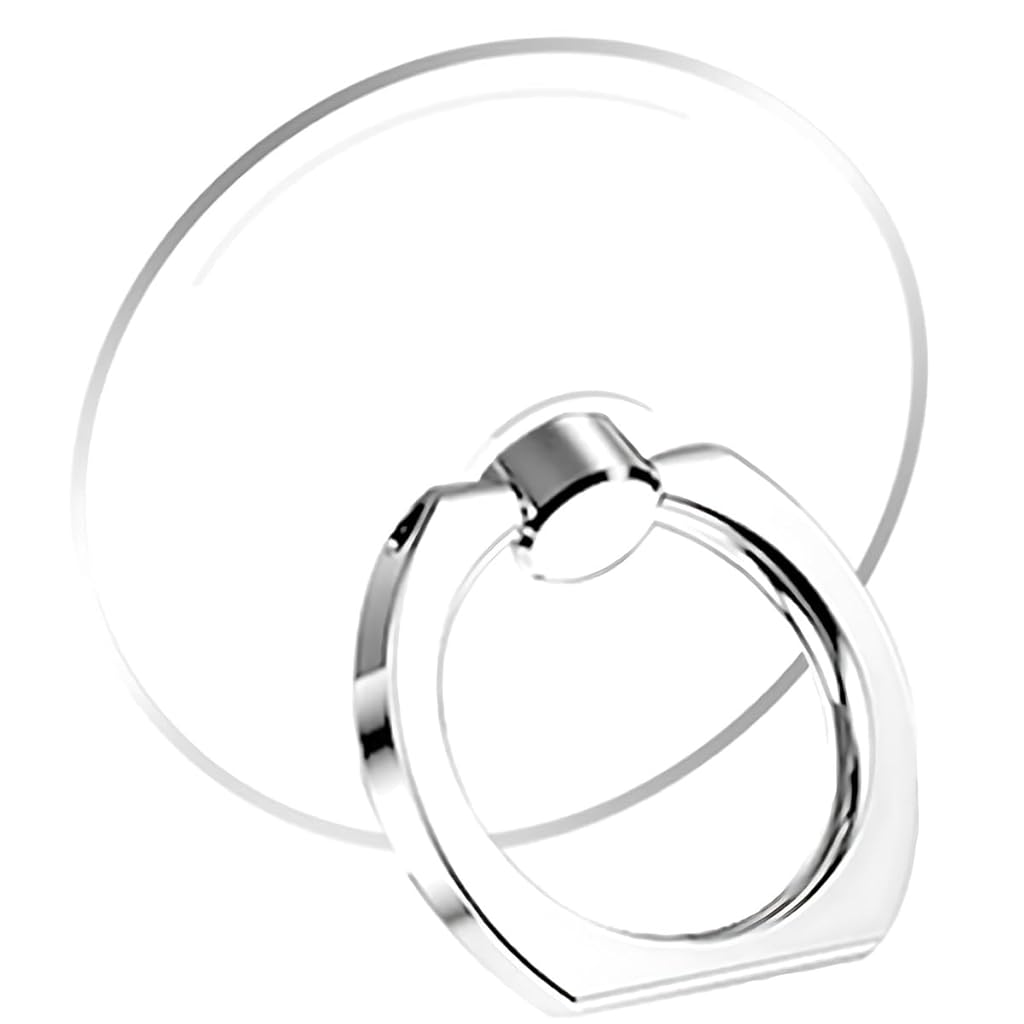 ZIBUYU® Metal Phone Ring Grip, Desk Phone Support,  360 ° Rotatable Folding Phone Ring Grip, Strong Adhesive Clear Round Acrylic Backing Phone Ring for Phone Case