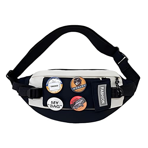 GUSTAVE® Waist Bags for Men Women with 4 Badges and Adjustable Strap, Waterproof Bumbag Creative Stylish Sport Chest Bag Waist Pack for Hiking Travel Camping Running Sports Outdoors