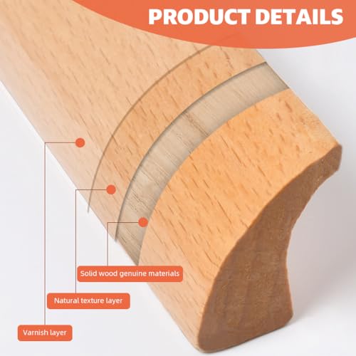 HASTHIP® 2Pcs Wooden Cabinet Pulls Pre-Punched Furniture Pull Handles, 8.6'' Rounded Half-Cylinder Curved Minimalist Wooden Handle for Cabinet, Wardrobe, Sliding Door & Drawer