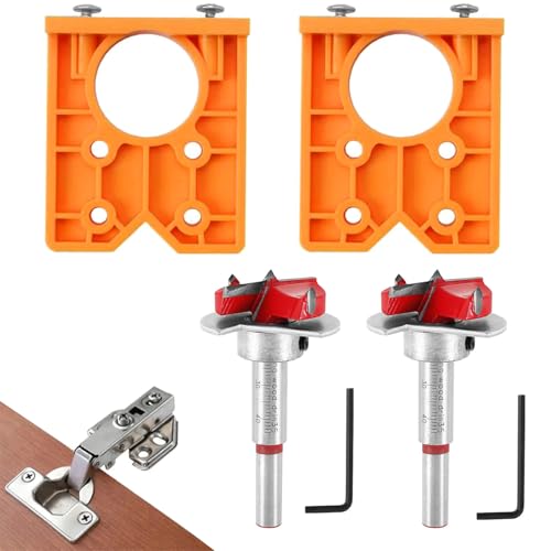 Serplex® 2PCS 35mm Hinge Drilling Jig Set, Accurate Concealed Hinge Hole Cutter Guide Kit, Heavy Duty Positioner, V-Locator Alignment Tool, Easy Drill for Wood Door, Cupboard, Furniture