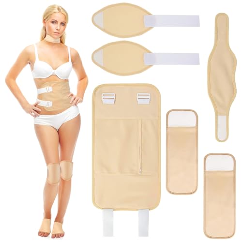 HANNEA® 6Pcs Castor Oil Packs for Belly, Neck, Knees, Feet, Castor Oil Wrap Reuseable Washable Castor Oil Wrap with Hook and Loop Closures Self-care Essential Oil Therapy Castor Oil Packs