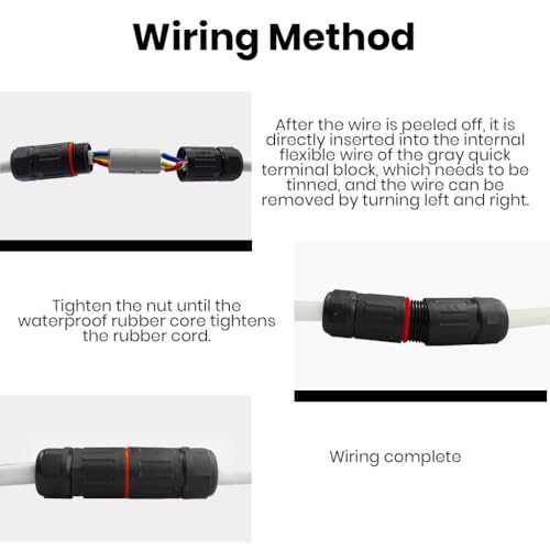 Serplex® 4PCS Quick Electrical 3 Pin Plug IP68 Indoor Outdoor Wire Cable Connector Easy Push In Terminal Block Conductor
