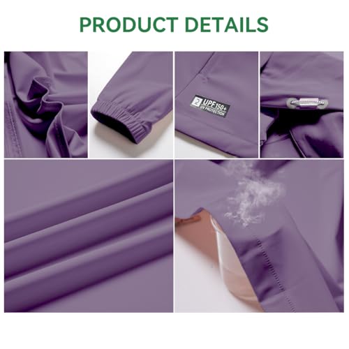 Venzina® UPF 150+ Sun Jacket for Women, Stylish UV Sun Protection Jacket, Cool Feel Quick Dry Sun Hoodie, Fashion Modern Fit with Removable Hat & Zip Pocket, Lavender, L
