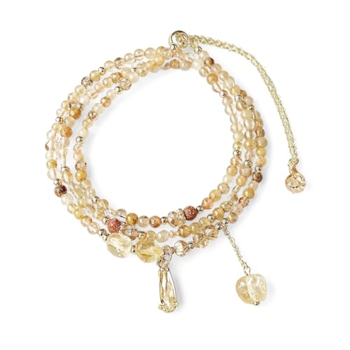 SANNIDHI® Citrine Beads Bracelet Multi Layer Citrine Beads Bracelet for Women Good Forture Citrine Beads Bracelet Sacral Chakra Bracelet Adjustable Size Gift for Women Birthday Gift