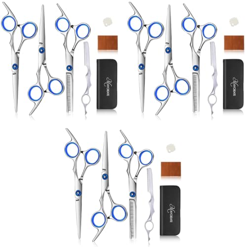 MAYCREATE® Full Set Hair Cutting Scissors Kit Professional Hair Dressing Barber with Storage Case for Men Women Adult Kids Cut 3 PCS