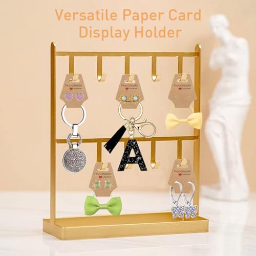 HASTHIP® 200PCS Paper Card Holder Jewelry Display Holders for DIY Self Adhesive with Handle Handmade Business Packing Supplies for Scrunchies Necklace Bracelets