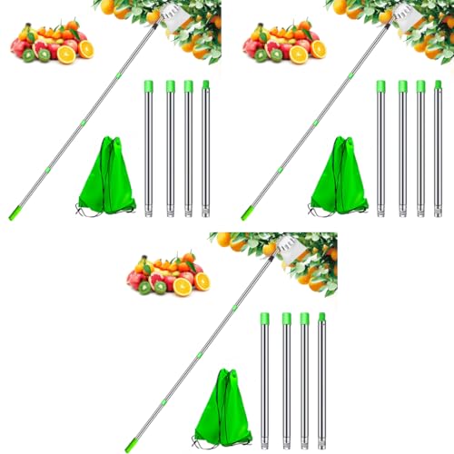 HASTHIP® Fruit Picker Tool 10.5ft Fruit Plucker with Extendable Alloy Material Telescopic Pole Equipped with Net and Tree Stick Easy to Assemble 3 PCS