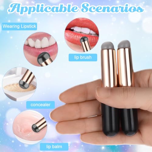 MAYCREATE 2pcs Silicone Lip Applicator Silicone Lip Brush Lip Balm Lipstick Applicator Concealer Applicator with Cap for Lipstick, Lip Gloss, Lip Tint, Lip Mask - Black