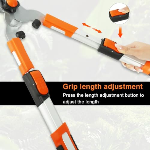 HASTHIP® Telescopic Hedge Shears, SK5 Sharp Blades, Adjustable Handle Length, Non-Slip Comfort Rubberized Grip Handles, Multifunctional Garden Pruning Shear, 27.934.2 Inch
