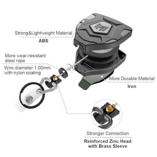 OFIFO® 1Pcs Heavy Duty Retractable Keychain, Retractable ID Badge Holder Clip, Retractable ID Badge Reel with 31.5