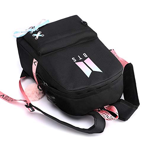 SANNIDHI BTS Teens 20 Ltrs School Backpack for Women College Girls USB Charging and HeadsetPort Laptop Backpack Student Daypack(Multi-Colour)