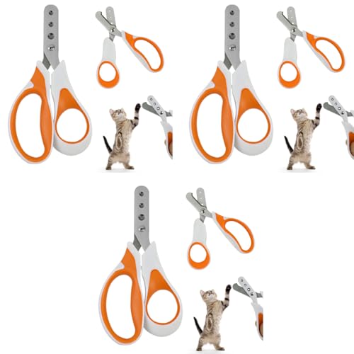 Qpets® Cat Nail Clipper with Cutting Guarding Holes 1.5mm 2mm 3mm Safety for Cats Stainless Steel Pet Grooming 3PCS