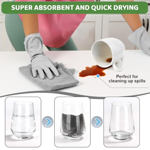 HASTHIP® 15-Count Microfiber Cleaning Cloth Roll 25x40cm Absorbent Car Clothes Microfiber Reusable Kitchen Towels Roll Dusting Dish Cloth Pre-Cut Tear Away Kitchen Cleaning Clothes (Grey)