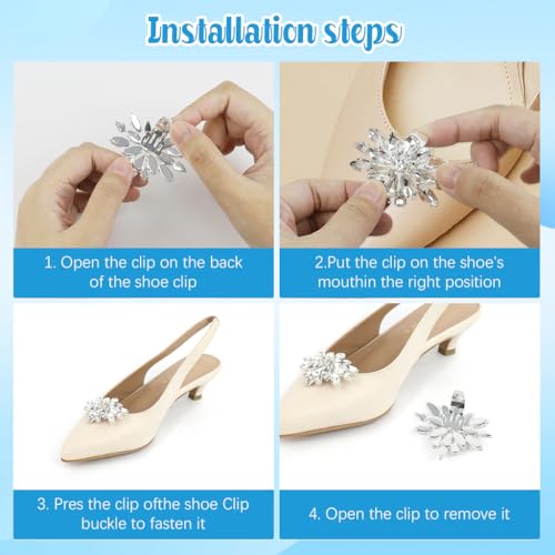 MAYCREATE® 6PCS Shoe Clips Charms for Women Crystal Rhinestone Decoration Detachable Buckle Bridal Wedding Prom Party High Heels Accessories