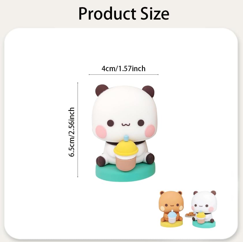 ZIBUYU Cute Cartoon Animal Ornaments for Home and Car Decoration | 2PCS PVC Figurines