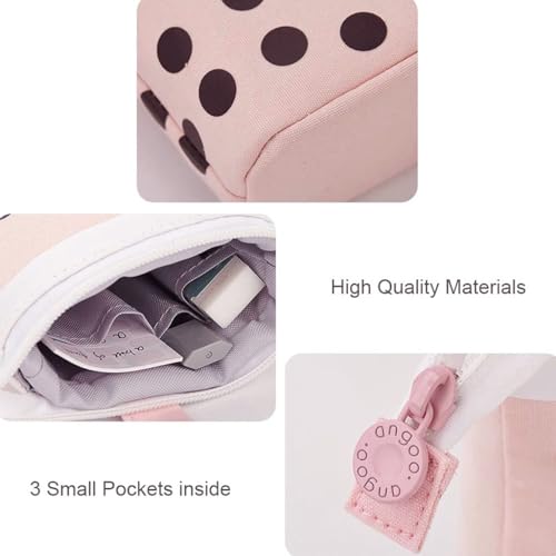 ZIBUYU® BrandName Standing Pencil Case Telescopic Boba Tea Pen Holder - Kawaii Canvas Stationery & Makeup Bag, Adjustable, Cute Gift for Girls, Women, Teens, Office, School (Pink, 1 Pc)