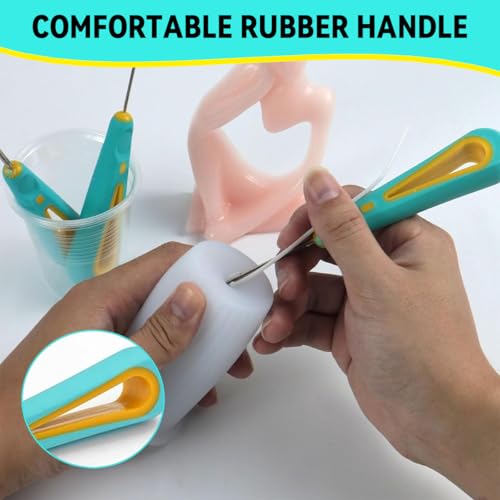 HASTHIP® 9PCS Punch Needle Wick for Candle Making Round Hole Wicking Tool for Silicone Molds