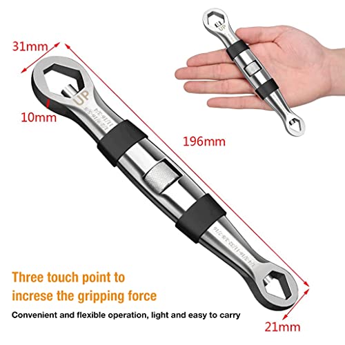 STHIRA® Wrench Adjustable Spanner Universal Wrench 23 In 1 Dual Head Wrench Ratchet Adjustable Wrench 7-19mm Spanner Flexible Multifunctional Hand Tool for Bike Car Repair