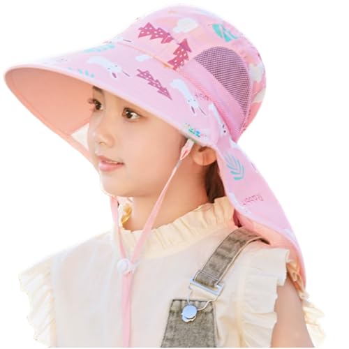 SNOWIE SOFT® Wide Brim Sun Hat for Kids Girls with Whistle Pink