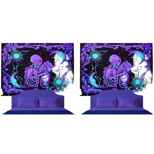 HASTHIP® Zombie Love Aesthetic Tapestry for Room Wall Decoration Night Glow Bedroom Hanging Art Dorm Decor 59inch x 78inch 2PCS
