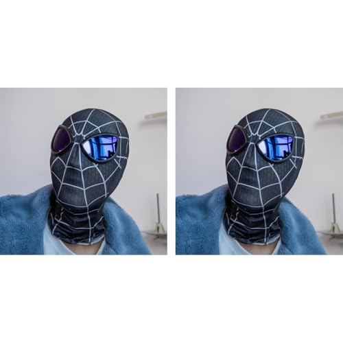 FANCYKU® 3D Spider Mask Cosplay Costumes Superhero Lenses Costume for Adult Kids Role Play Halloween Christmas Masquerade Black White 2PCS