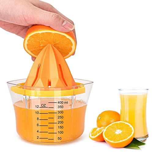 Supvox® 5 in 1 Manual Juicer with Strainer and Silicone Ice Mold, Multi-Function Citrus Juicer, Orange Juicer with Measuring Cup, Grater, Fresh Fruit Juice Press for Bar, Kitchen