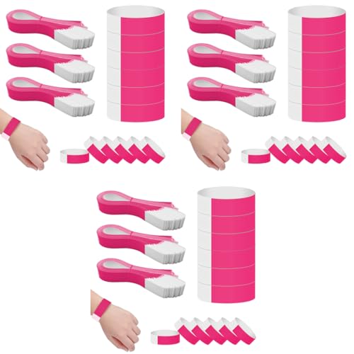 HASTHIP® 300 PCS Paper Wristbands Arm Bands for Events Neon Lightweight Colored Concert Party Waterproof Hand Band Rose Red