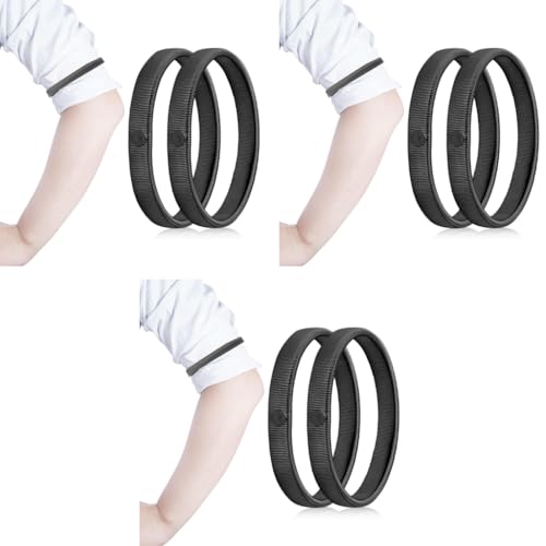 GUSTAVE® 1 Pair Shirt Sleeve Garters Stretchy Anti-Slip Armbands Holder Fashion Bartenders Metal Arm for Men Women Fixing Long Sleeves Black 3 PCS