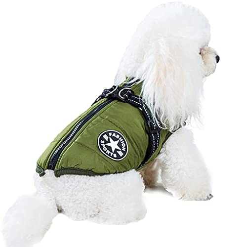 Qpets® Dog Winter Clothes Outdoor Dog Coat Cotton Windproof Jacket for Dog, Zip Up Dog Warm Fleece Lining Dog Vest with Dual D Ring Leash Dog Clothes for Small and Medium Sized Dog (XL)