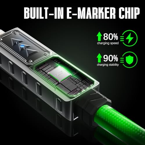 Verilux® 4 in 1 Type C Cable 240W Fast Charging 27W USB C to Lightning 4.9Ft Braided Zinc Alloy with E-Marker Breathing Light USB Lightning Port for iPhone 16 15 2PCS