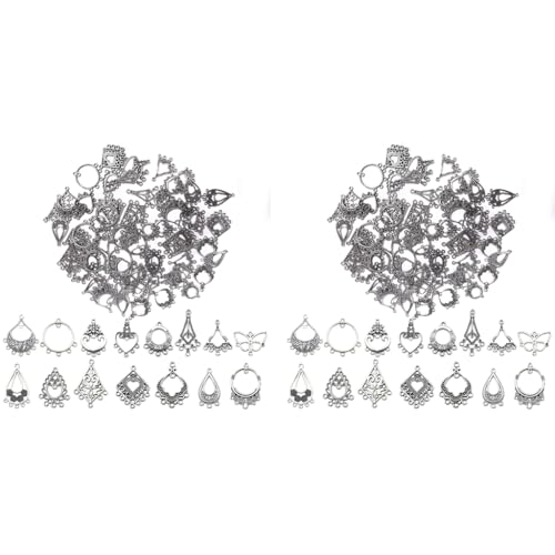 SANNIDHI® 120PCS Charms for Bracelet Making Antique Silver Earrings Jewellery Zinc Alloy Pendants Kit Necklace Jewelry DIY Crafts