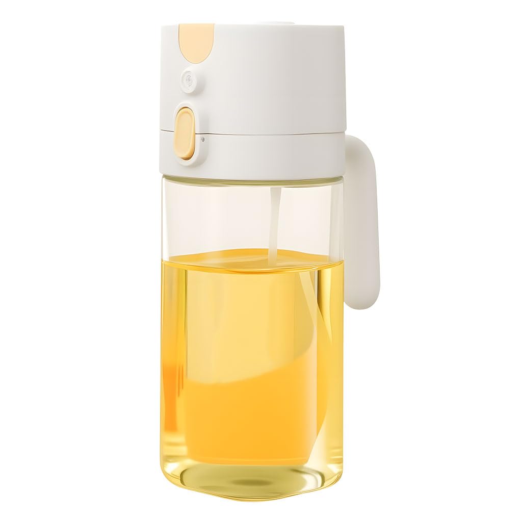 Zibuyu Olive Oil Sprayer for Cooking with Dual Spray or Pour Nozzle 580ml Dark Amber Glass