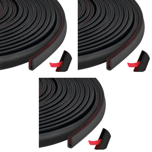 HASTHIP® 16.4ft Rubber Edge Trim Cuttable Rubber Edge Trim Protective EPDM Board Edge Trim Tape Double Side Interior Adhesive Design Rubber Edge Trim for 0.5-2mm Thickness Metal Boards or Panels 3 PCS