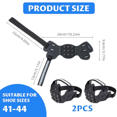 Proberos® Spikes Ice Crampons Shoe Grips, with 9 Steel Spikes and Reflective Strips, Stainless Steel Anti-Slip Traction Cleats for Winter Hiking, Mountain Roads, Outdoor Walking, for Shoe Size UK 7-10