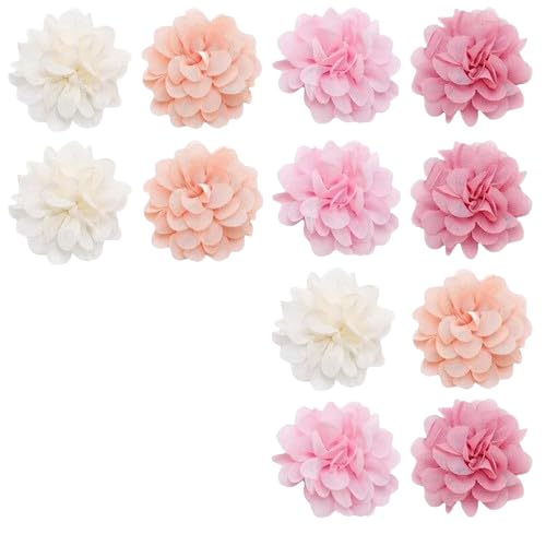 HASTHIP® 12Pcs Floral Fridge Magnets Fabric Realistic Flower Charm Decor with Maget, Decorative Assorted Magnetic Flower Charm for Fridge, Whiteboard, Classroom, 3.5cm Dia