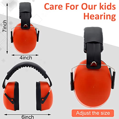 SNOWIE SOFT® Baby Hearing Protection Earmuffs for Baby Sleep Flight Travel, 360° Adjustable Baby Ear Protection Soft Noise Canceling Headphones for Baby Toddler Kids 0-16 Years Old (Orange)