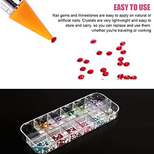 MAYCREATE® Nail Art Kit for Girl Colorful Rhinestones Design Tools Multi Shapes Flatback Round Bead with Pickup Pen Tweezer DIY Manicure Craft Decoration 3PCS