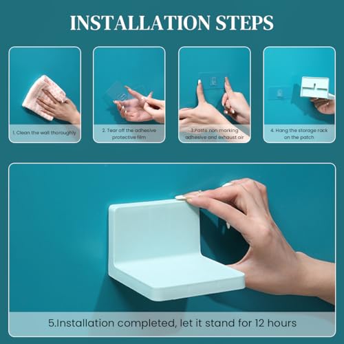 HASTHIP® 4PCS Wall Mount Camera Shelf Small Holder No Drill Self Adhesive Universal Floating for Security Cameras Speakers Wireless White
